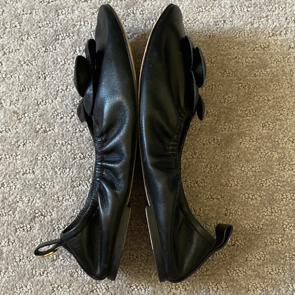 TORY BURCH black nappa leather Flower Ballet flats, 9.5. - Picture 6 of 13